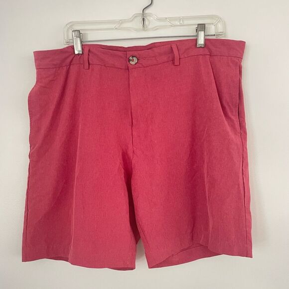 TailorByrd Men's Performance Shorts Casual Golf Flat Front Coral Red Size 36 - Picture 1 of 6